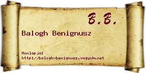 Balogh Benignusz névjegykártya